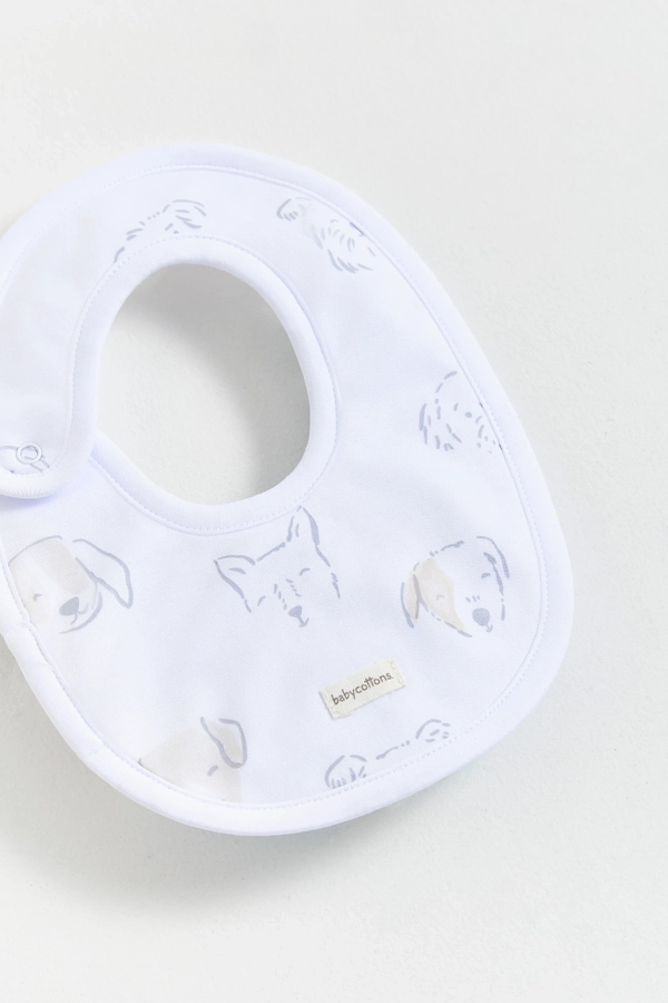 Premium Peruvian Pima Cotton Paws Small Bib for Infant. Detail view