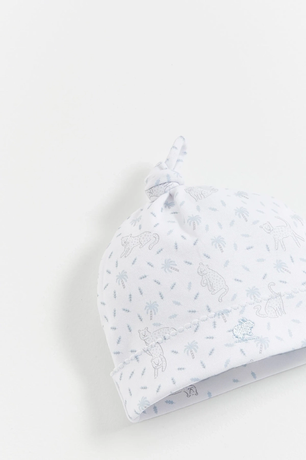 Premium Peruvian Pima Cotton Tiggy Knot Beanie for Infant. Detail view