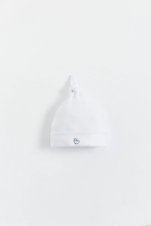 Premium Peruvian Pima Cotton Oceania Knot Beanie for Infant. Front view