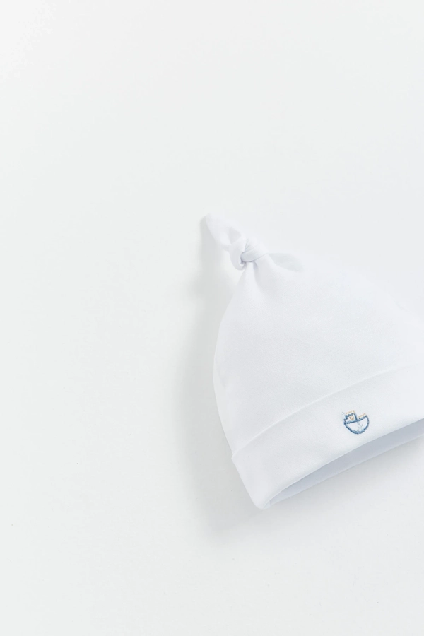 Premium Peruvian Pima Cotton Oceania Knot Beanie for Infant. Detail view