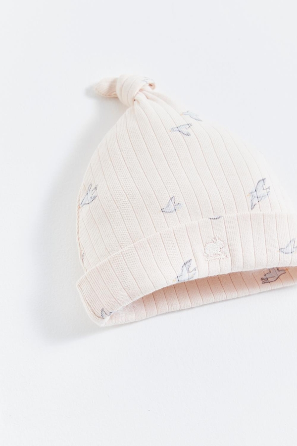 Premium Cotton Goose Knot Beanie for Infant. Front detail view
