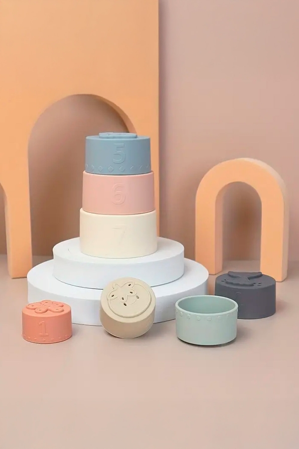 Silicone Stack Cups-Mansa Bois. Front view