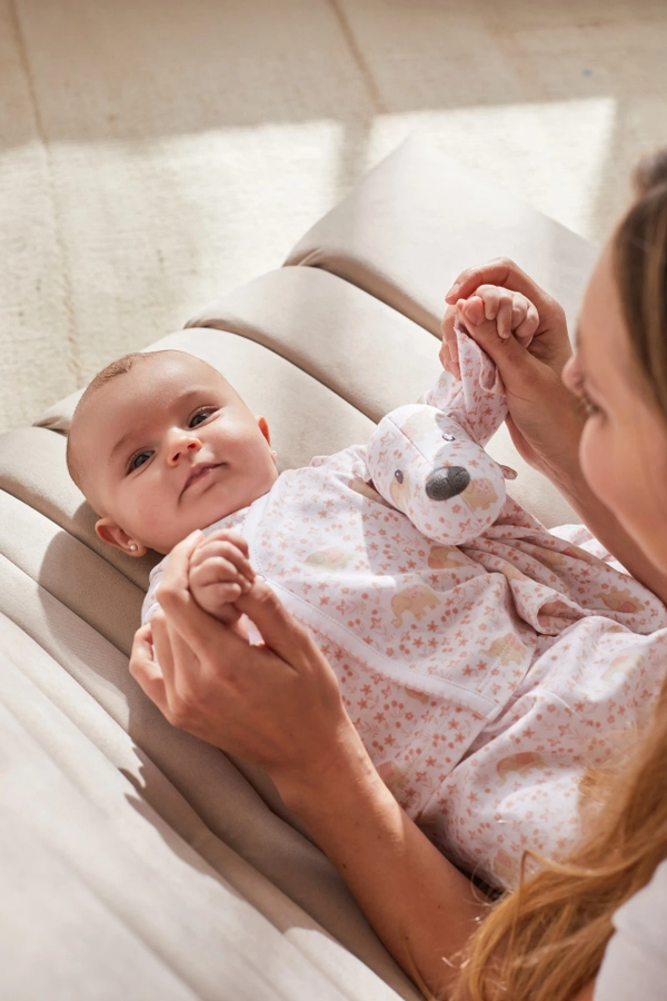 Premium Peruvian Pima Cotton Tika Pascal Lovey. Baby model view