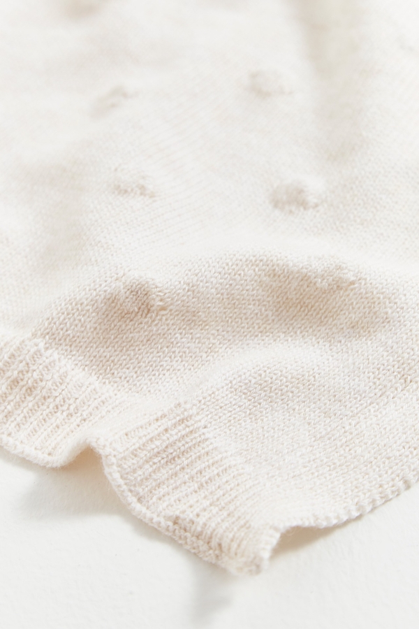 Premium Cotton My First Knit Knitted Blanket for Infant. Knit detal view.