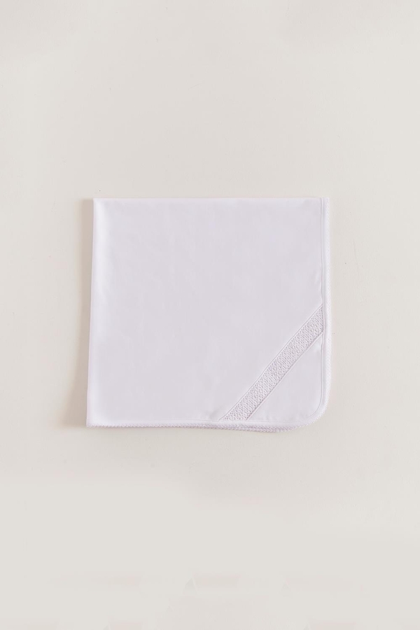 Premium Peruvian Pima Cotton Smock Receiving Blanket For Infant. Front view
