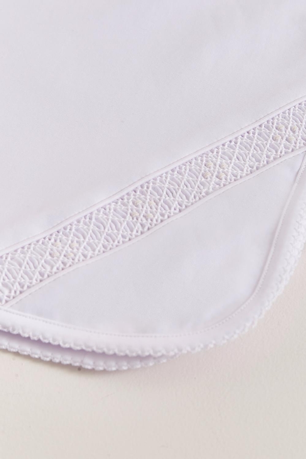 Premium Peruvian Pima Cotton Smock Receiving Blanket For Infant. Embroidery detail view