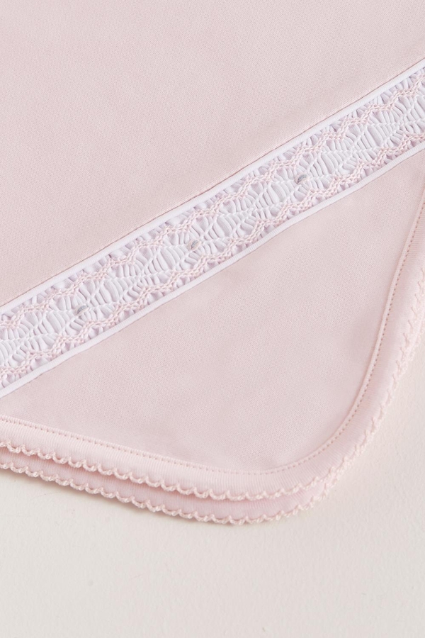 Premium Peruvian Pima Cotton Smock Receiving Blanket For Infant. Embroidery detail view view
