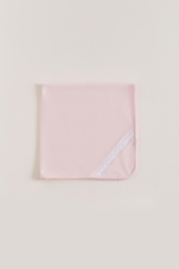 Premium Peruvian Pima Cotton Smock Receiving Blanket For Infant. Front view
