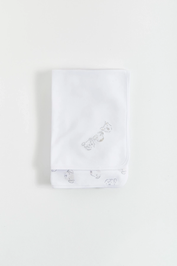 Premium Peruvian Pima Cotton Paws Receiving Blanket for Infant. Front view