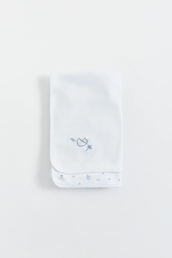 Premium Peruvian Pima Cotton Oceania Receiving Blanket for Infant. Front view