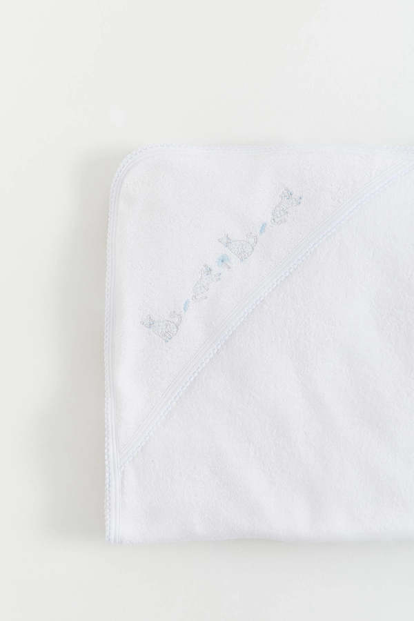Premium Cotton Tiggy Small Hooded Towel for Infant. Detail view