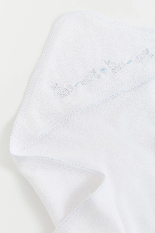 Premium Cotton Tiggy Small Hooded Towel for Infant. Embroidery view