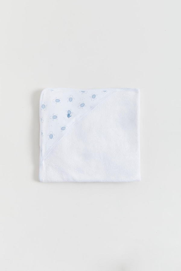 Premium Cotton Turtles Small Hooded Towel for Infant. Front view