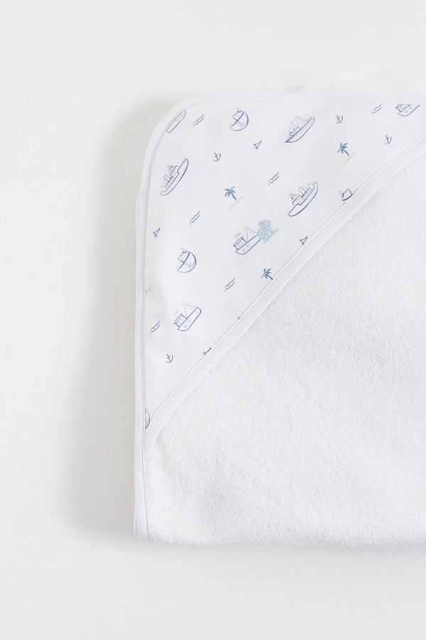 Premium Cotton Oceania Small Hooded Towel for Infant. Front view