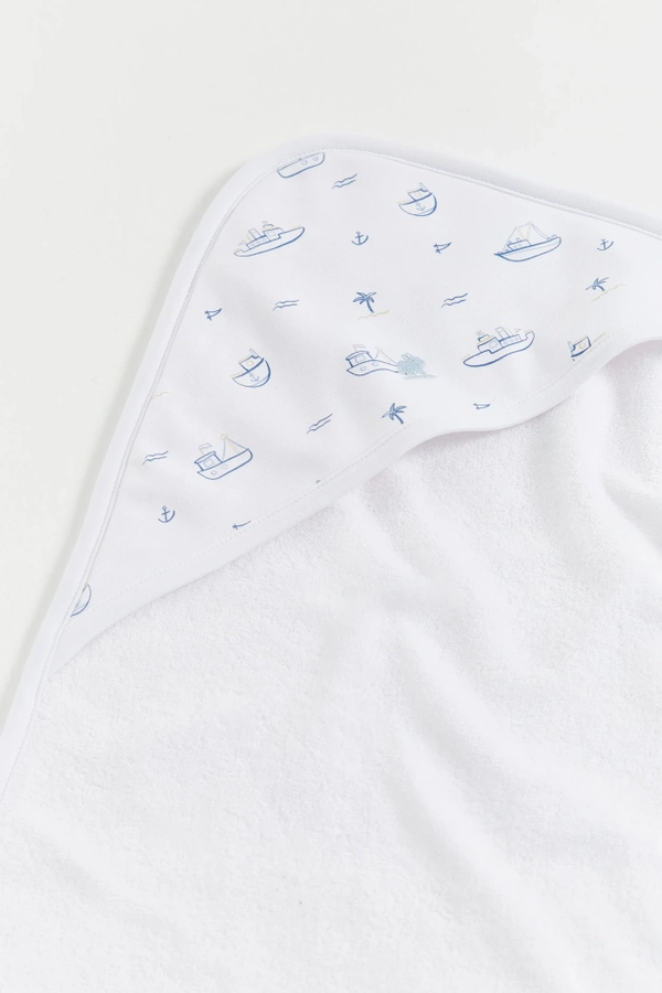 Premium Cotton Oceania Small Hooded Towel for Infant. Pattern view