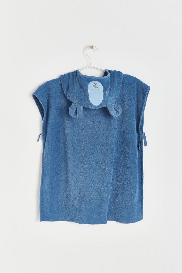 Premium Cotton Beach Poncho Towel for Toddler. Back view