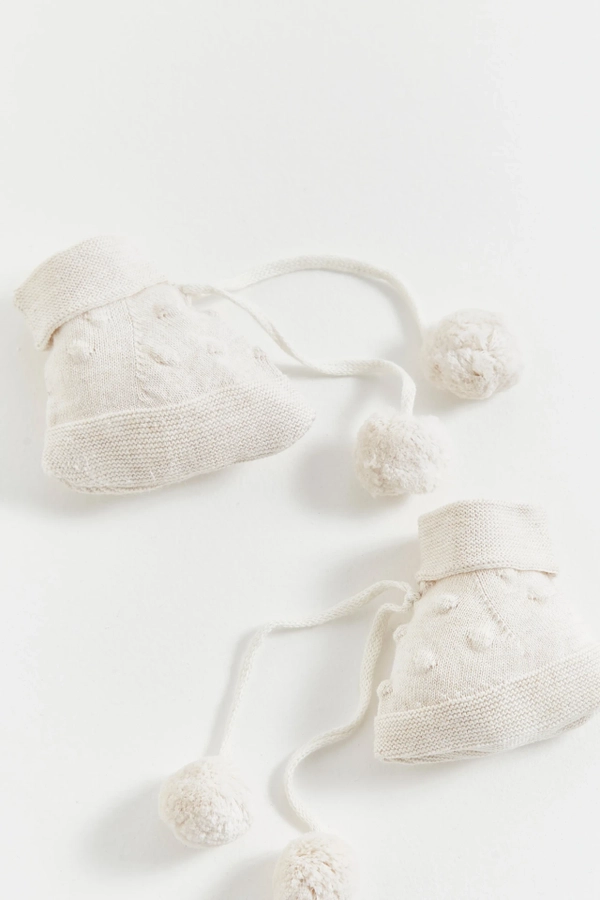 Premium Cotton My First Knit Booties Unisex for Infant. Detail View